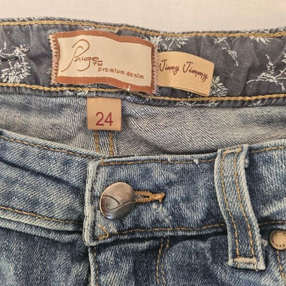 Paige Jimmy Jimmy Raw Hem Shorts Size 24 Transcend Vintage Soft Stretch Denim - Picture 4 of 5